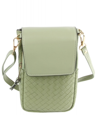 Woven Crossbody Bag Cell Phone Purse LMS202 SAGE
